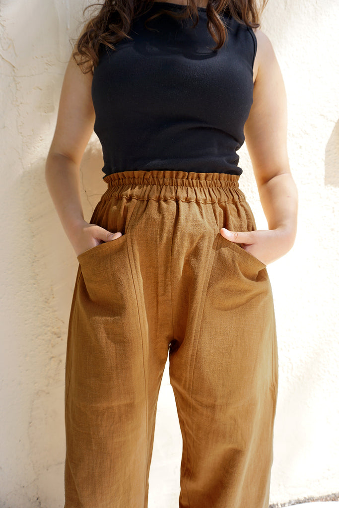 PANTALON FLOR ARCA - CARAMEL