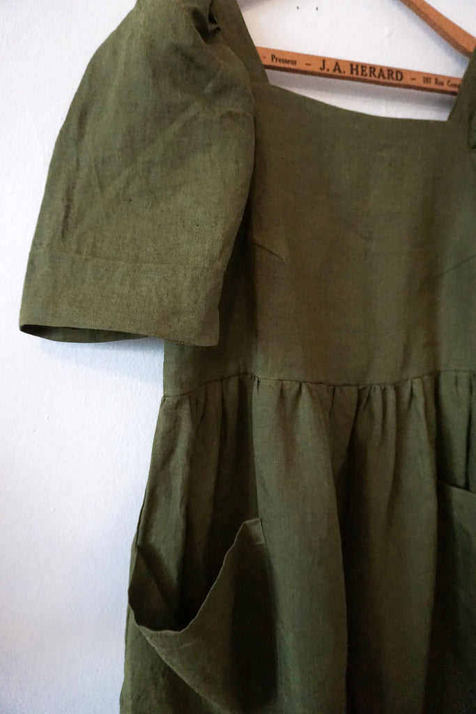 SAMPLE - POLLY DRESS OLIVE LINEN