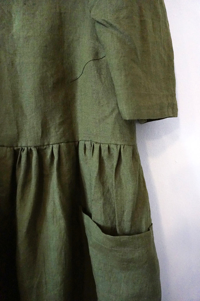 SAMPLE - POLLY DRESS OLIVE LINEN