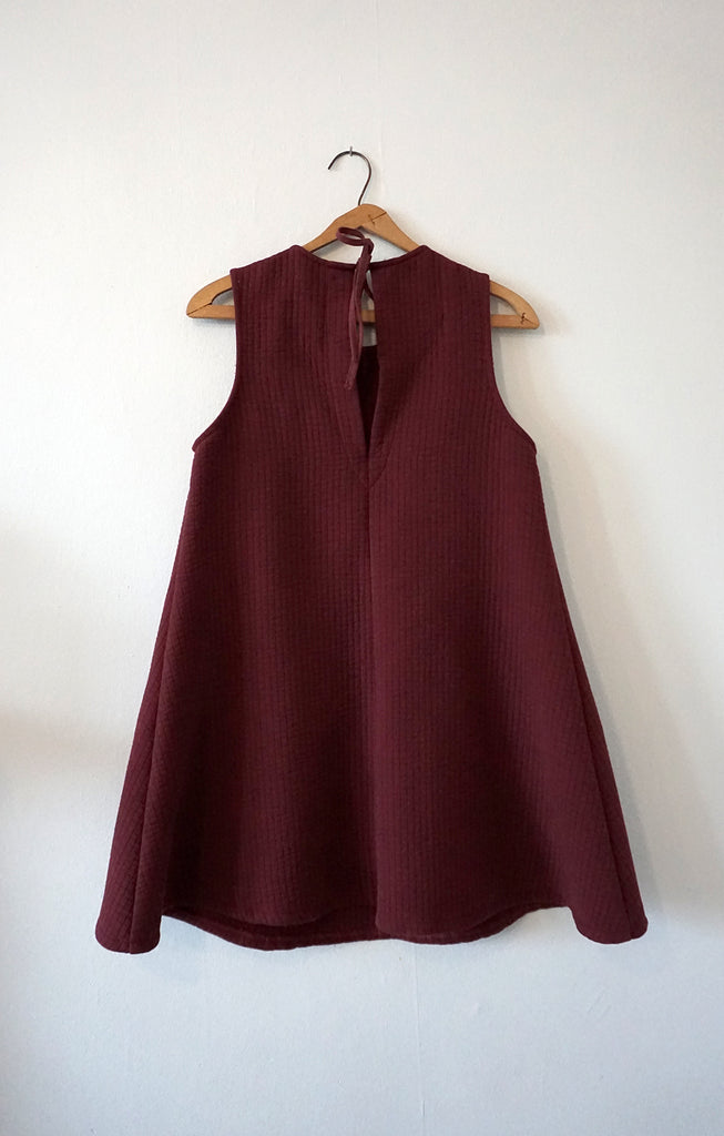 SAMPLE - LOTTIE DRESS QUILTED BURGUNDY GAUZE